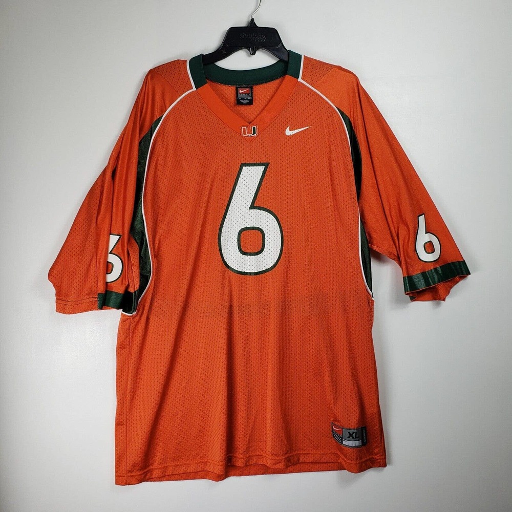 Nike Team Shirt Mens Size XL Orange #6 Antrel Rolle University of Miami Football